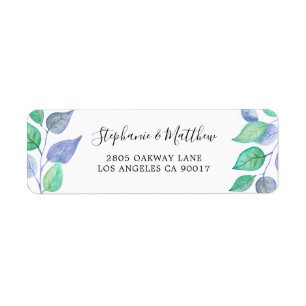 Etiqueta Foliage de color de agua de la hoja azul turbia y 