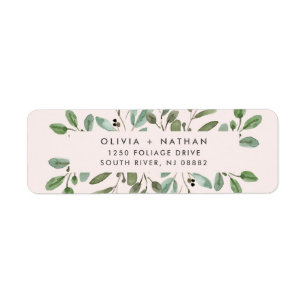 Etiqueta Foliage Minimalista  Boda Rosa Rubor