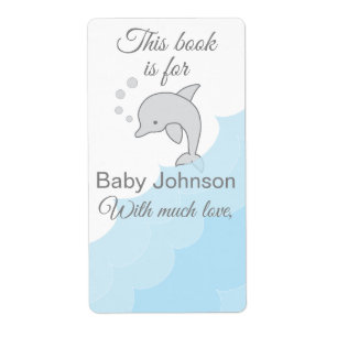 Etiqueta Folleto de Baby Shower "Dolphin Blue" de 8