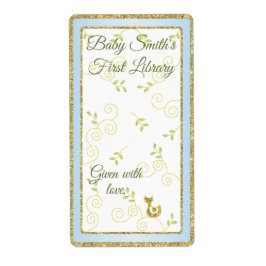 Etiqueta Folleto de Baby Shower "Gold Bird" con 8/Blue