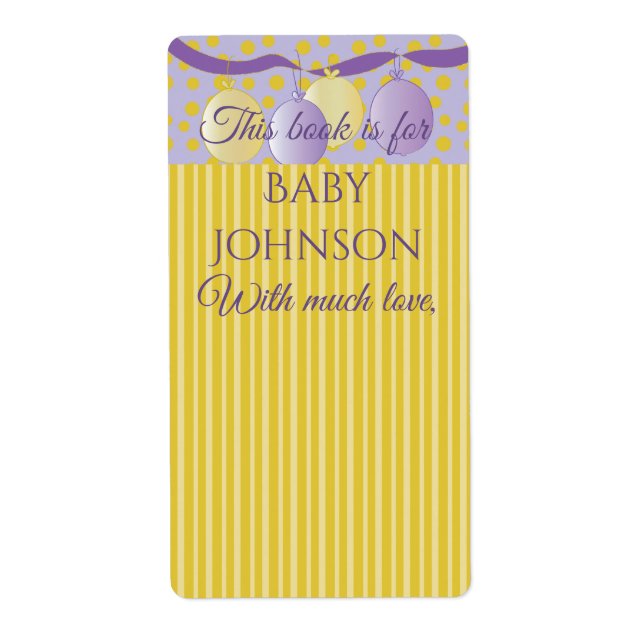 Etiqueta Folleto de Baby Shower "Gold/Lavender" de 8 (Frente)