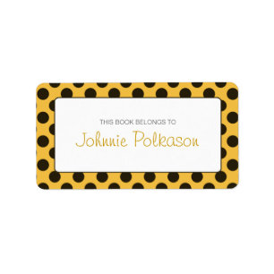 Etiqueta Folleto de puntos de polka marrón oscuro y naranja