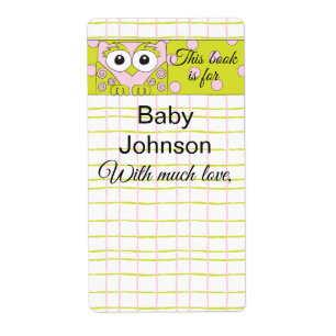 Etiqueta Folleto "Lechuza Rosa" de Baby Shower de 8