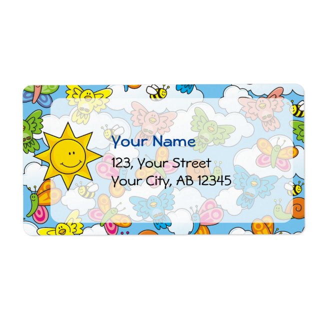 Etiqueta Fondo de animales para bebés (Frente)