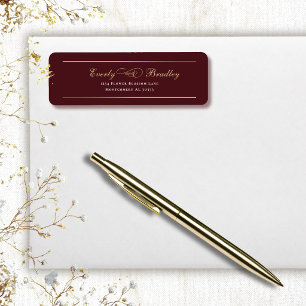 Etiqueta Fondo de Borgoña Dirección Elegante de Oro Blanco