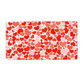 Etiqueta Fondo de Corazones Rojos