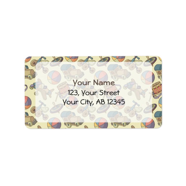 Etiqueta Fondo de iconos de juguetes (Frente)