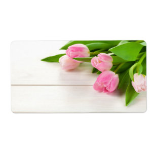 Etiqueta Fondo de la primavera con las flores del tulipán