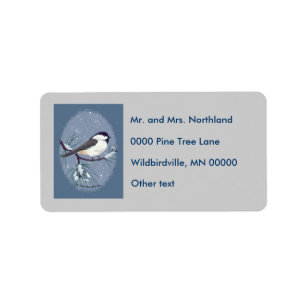 Etiqueta Fondo gris oval del Chickadee