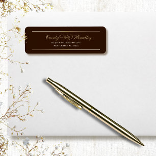 Etiqueta Fondo Mínimo Marrón Dorado Crema Escritura Retorno
