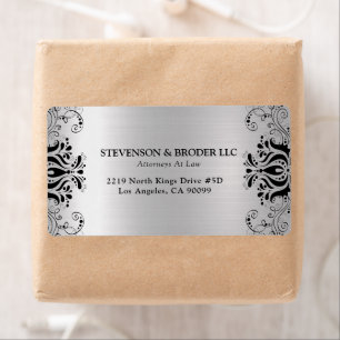 Etiqueta Fondo plateado de giro negro