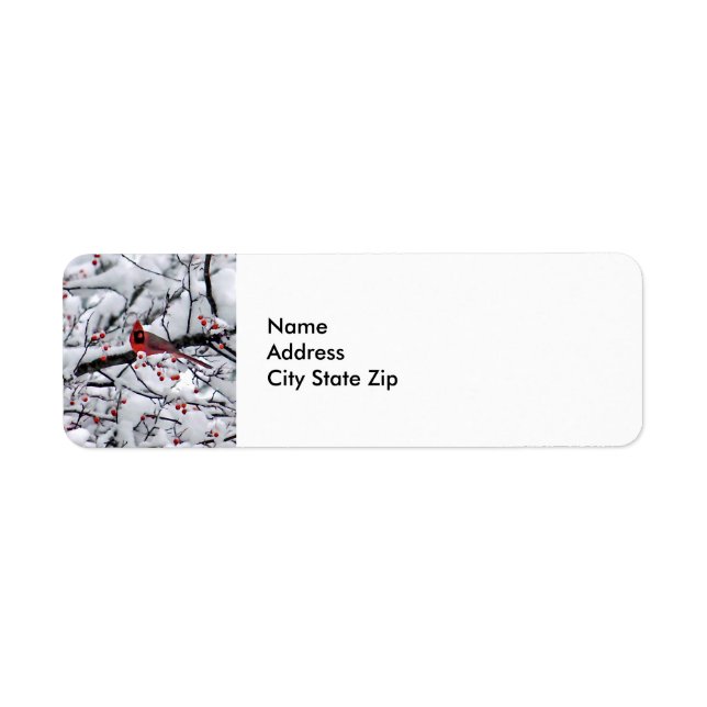 Etiqueta Foto Cardinal del árbol de nieve (Frente)