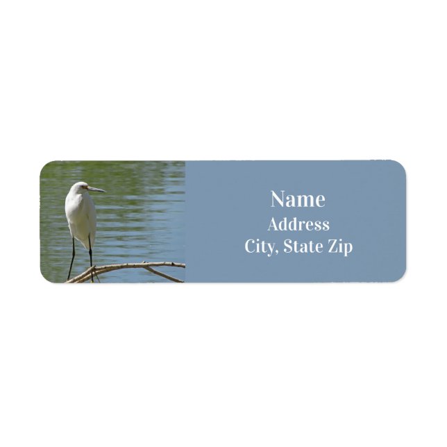 Etiqueta Foto de Egret Blanco Ave Aves Silvestres Lakeside (Frente)