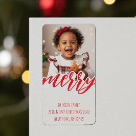 Etiqueta Foto de Feliz Navidad Dirección de Vacaciones