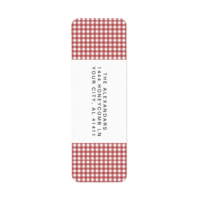 Etiqueta Foto de festividad de Gingham roja (Frente)