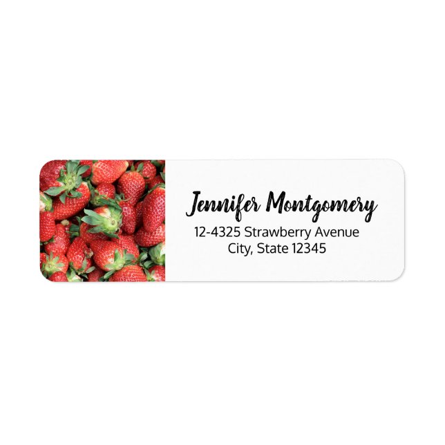 Etiqueta Foto de Fresas de Jugo Rojo (Frente)