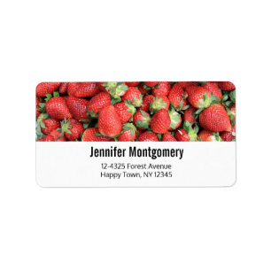 Etiqueta Foto de fresas rojas jugosas