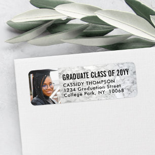 Etiqueta Foto de graduación Marble Dirección de retorno bla