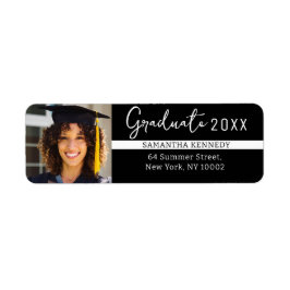 Etiqueta Foto de graduado moderna en blanco y negro 2025