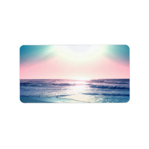 Etiqueta Foto de la playa tropical de Summer Sea Sunset