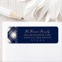 Foto de Navidad de Plaid Navy para Familia Feliz N