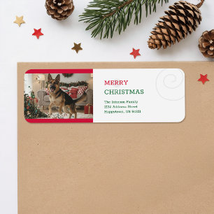 Etiqueta Foto divertida de mascota vintage de Navidad Direc