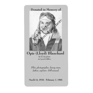 Etiqueta Foto donada en memoria de la placa ..