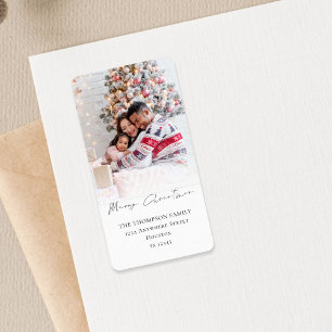Etiqueta Foto Overlay Merry Christmas Return Address