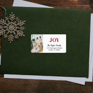 Etiqueta Foto personalizado Navidades de invierno Alegría d