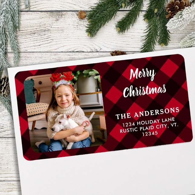 Etiqueta Foto personalizado Red Buffalo Jugado Feliz Navida (Subido por el creador)