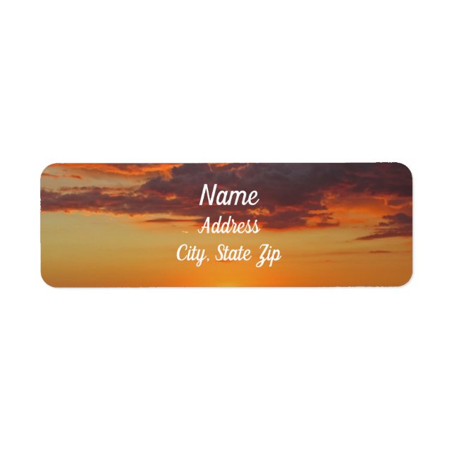 Etiqueta Fotografía al atardecer, Naranja brillante, nubes  (Frente)
