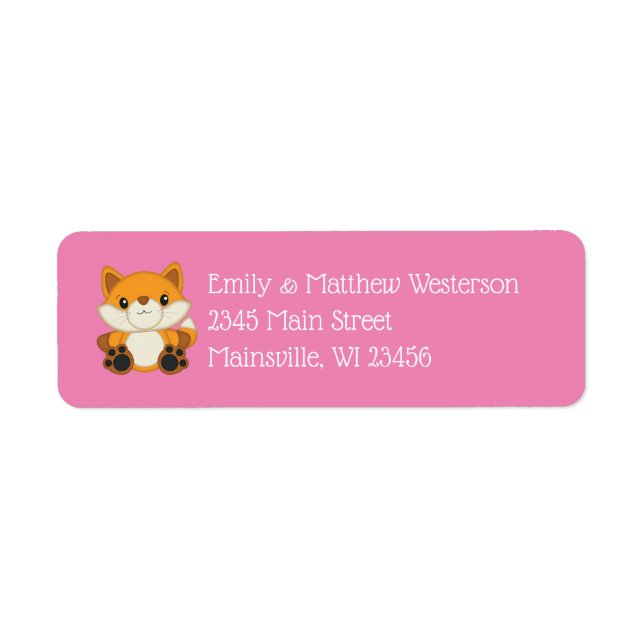 Etiqueta Fox Baby Shower Pink (Frente)