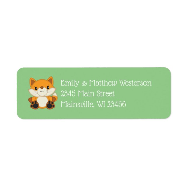 Etiqueta Fox Baby Shower Woodland Animal (Frente)