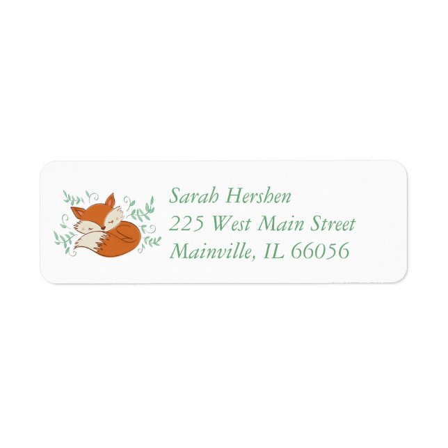 Etiqueta Fox Baby Shower Woodland Animals (Frente)