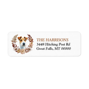 Etiqueta Fox Terrier Dog Autumn Wreath