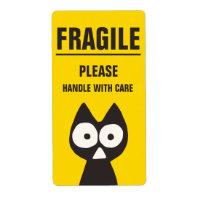 FRAGILE Gato del Triángulo Negro Amarillo