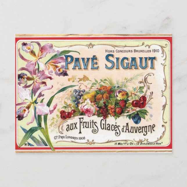 Etiqueta francesa antigua postal (Anverso)