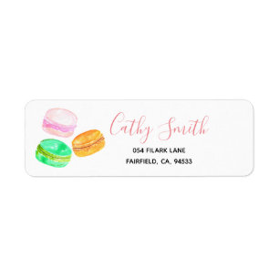Etiqueta francesa linda del remite del macaron