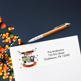 Etiqueta Frankenstein Mummy Grim Reaper Spooky Halloween