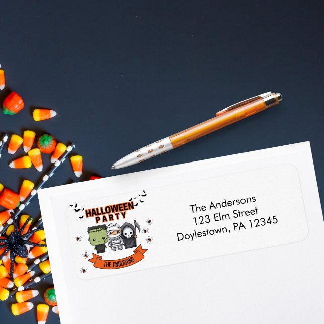 Etiqueta Frankenstein Mummy Grim Reaper Spooky Halloween (Subido por el creador)