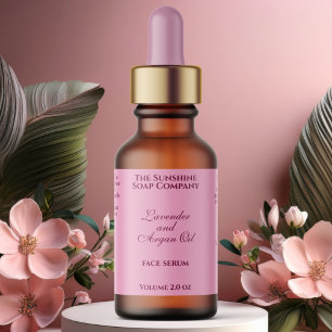 Etiqueta Frasco de Dropper de cosméticos rosados clásicos