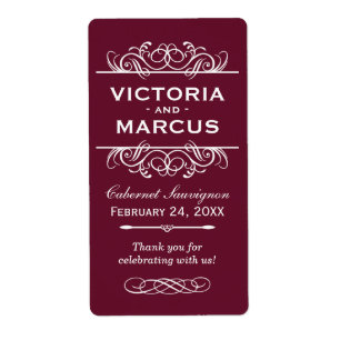 Etiqueta Frasco de vino de Boda de marrón Monograma Etiquet