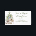 Etiqueta French Bulldog and Christmas Tree<br><div class="desc">French Bulldog and Christmas Tree label return labels for your holiday cards.</div>