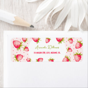 Etiqueta Fresa Curva Verano Verde Rosa