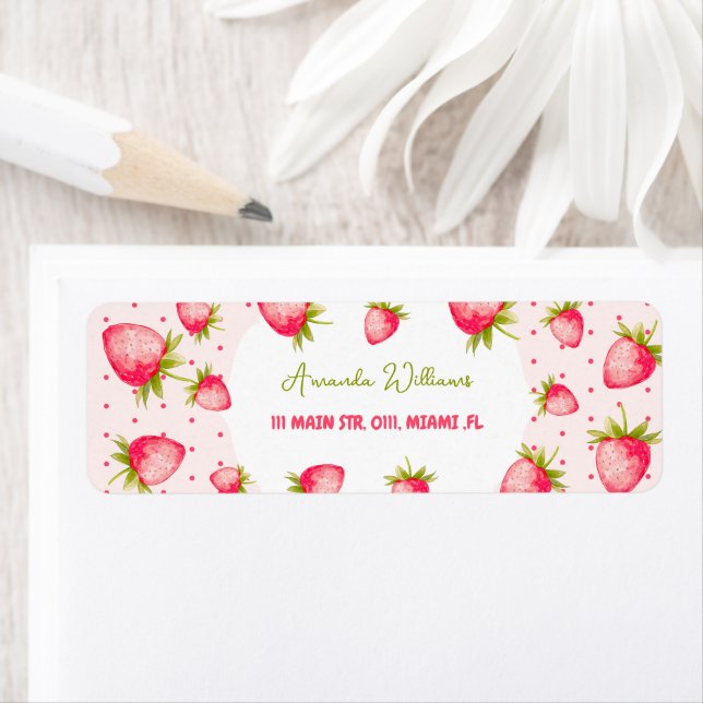 Etiqueta Fresa Curva Verano Verde Rosa (In situ)