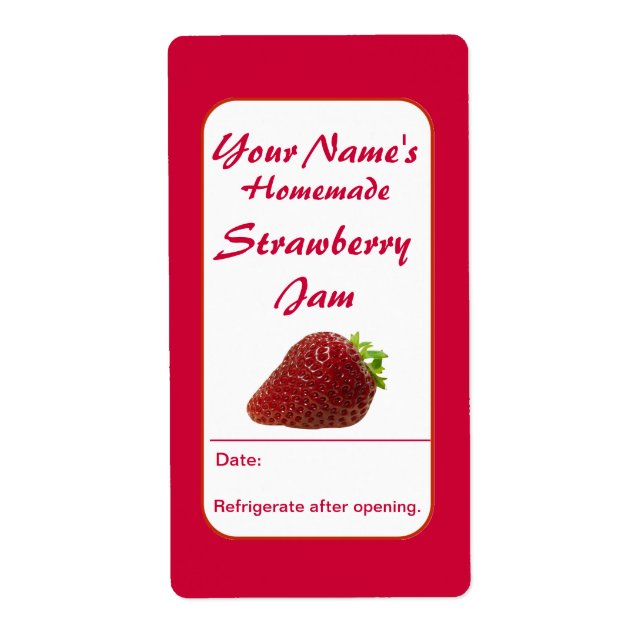 Etiqueta Fresa Preserve Personalizado Jam Jar Labels (Frente)