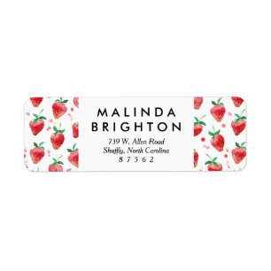 Etiqueta Fresas de color de agua bayas pintadas de rosa y r