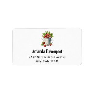 Etiqueta Fresas frescas recolectadas en una dirección de cu