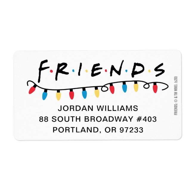 Etiqueta FRIENDS™ | Luces de Navidad Logo (Frente)