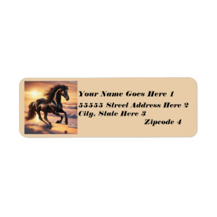 Etiqueta Friesian Horse Ocean